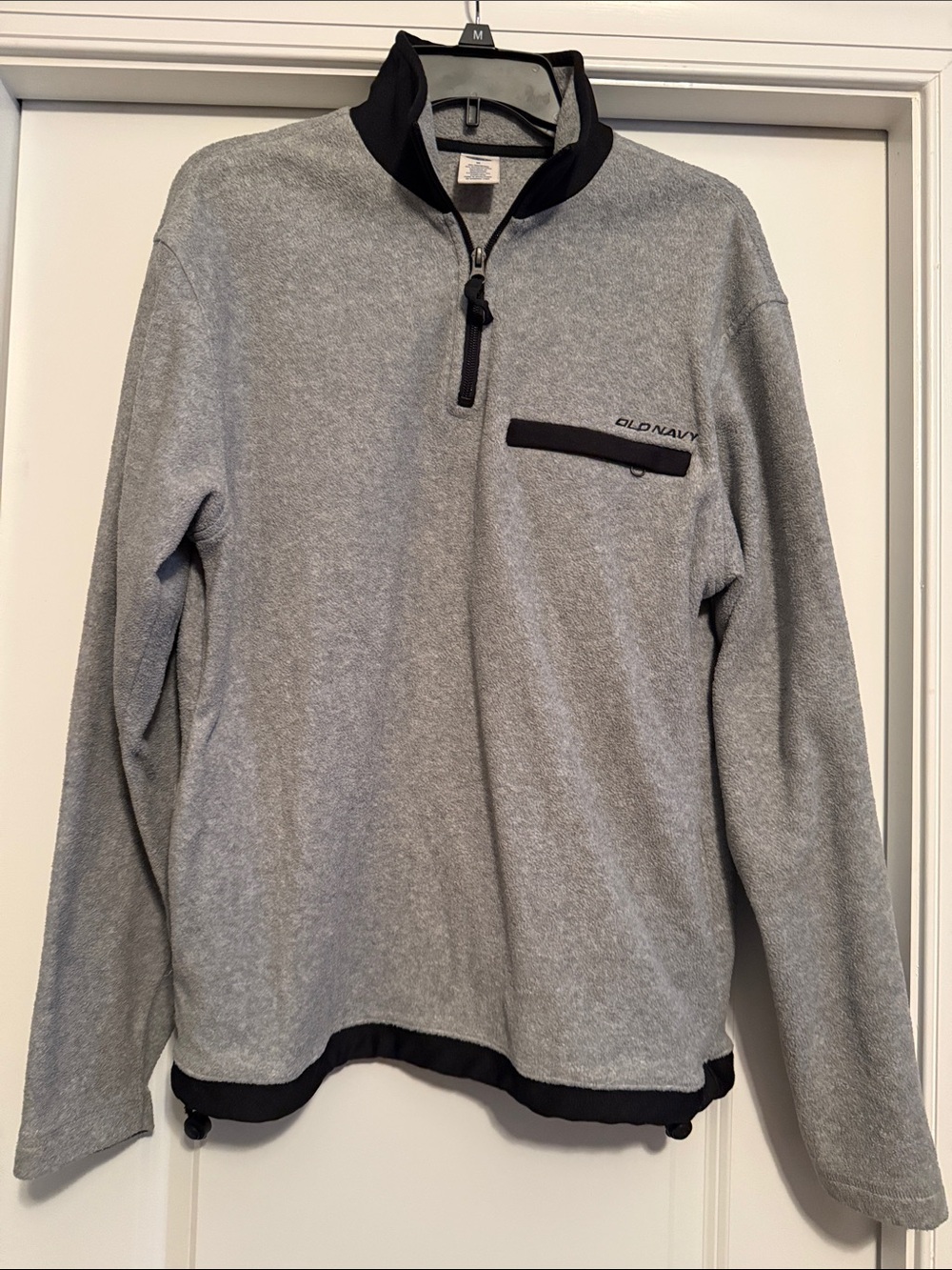Old Navy Men's Light Gray Quarter-Zip Pullover with Black Trim